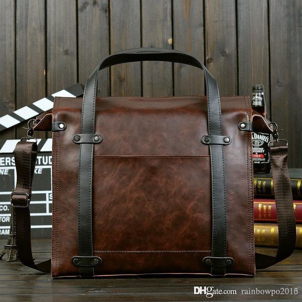 

factory wholesale men bag male package korean mens business casual retro color briefcase metrosexual crazy horse leather lapbags