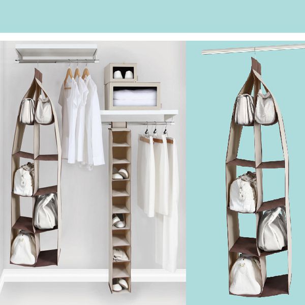 

hanging closet organizer washable handbags sundries storage pockets oxford cloth shoes holder foldable door storage shelves