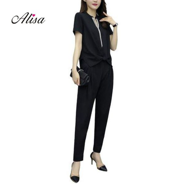 

womens fashion suits 2019 summer new womens casual v neck tassels short sleeve long trousers women black loose 2 piece sets, White
