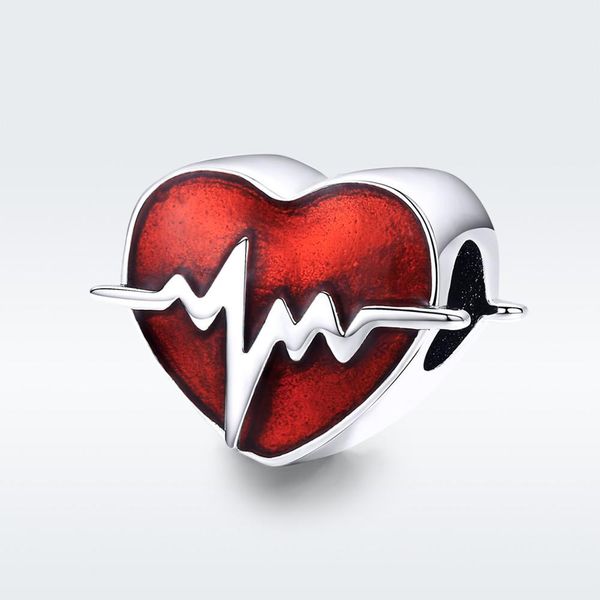 

fit pandora bracelet 925 sterling silver red heart beating beads s925 romantic heart-shaped enamel pendant for women necklace