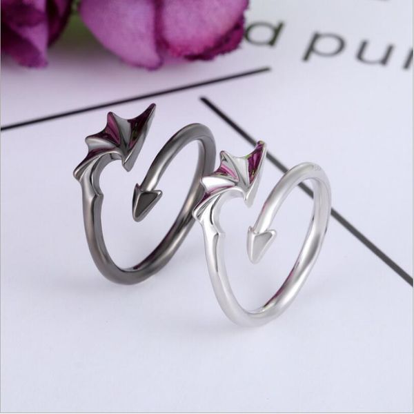 

нежные мужчины женщины мода цветок зла открытие кольца регулируемый палец кольцо серебро ювелирные изделия из нержавеющей стали подарок, Silver