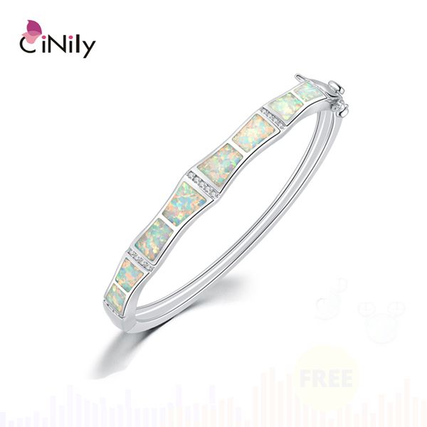 

cinily plus size white & blue fire opal stone cz crystal filled bangles silver plated bohemia boho vintage luxury jewelry woman, Black