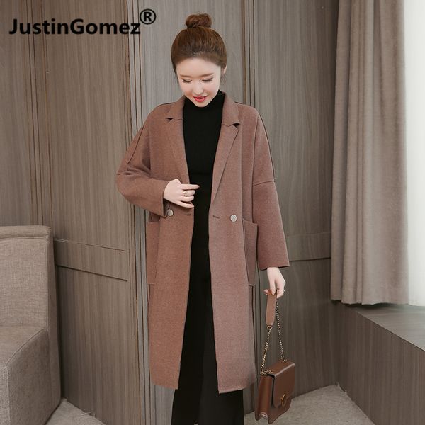 

1pc spring autumn plus size woolen coat thicker simple leisure korean female coats all-match daily office women's coat autumn, Black