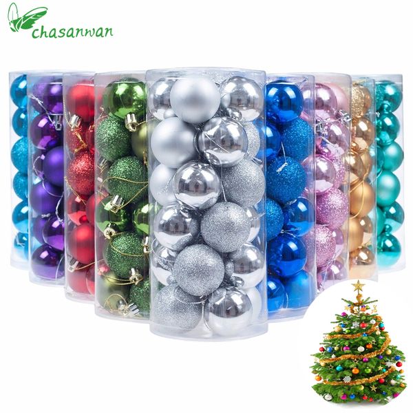 

chasanwan 24pcs 3cm 4cm christmas tree decor ball bauble hanging xmas party ornament decorations for home christmas decoration,b