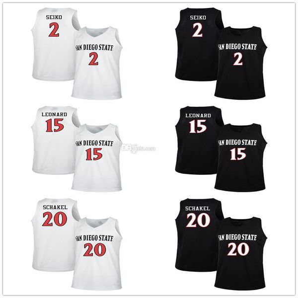 

san diego state aztecs college #2 adam seiko basketball jerseys #15 kawhi leonard #20 schakel mens stitched custom any number name, Black;red