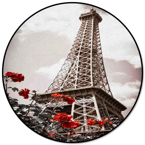

retro eiffel tower pattern rugs and carpets for home living room round rug for children rooms non-slip