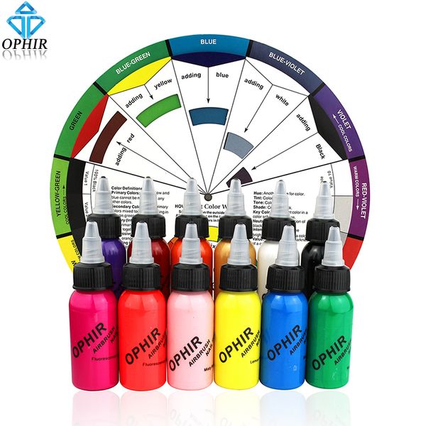 

ophir 12x 30ml/bottle airbrush inks for nail art nail painting pigment inks airbrushing kit colors tools_ta100(1-12)+ac128