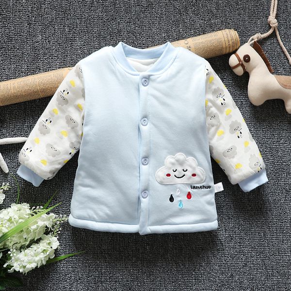 

new children's cotton coat boy fashion wild cotton warm coat, Blue;gray