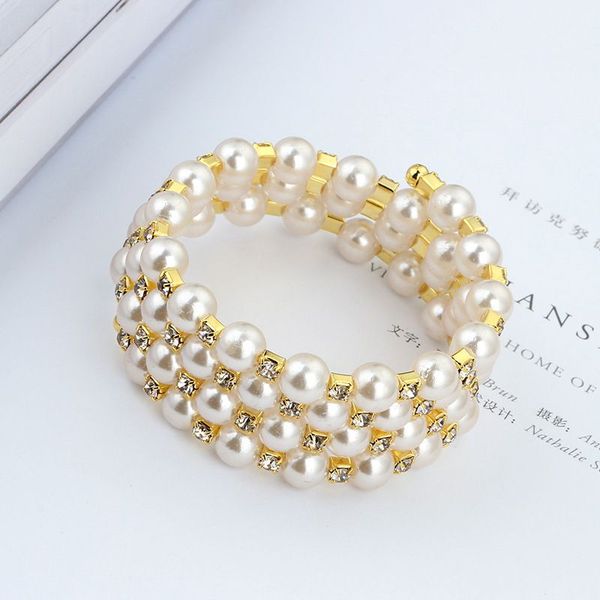 

simulated pearl ball women bangles lady jewelry bangles multilayer woman fashion, Black