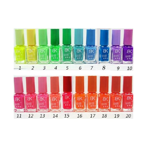 

20 colors candy nail art luminous paint nail polish neon lacquer luminous fluorescent polish glow in the dark