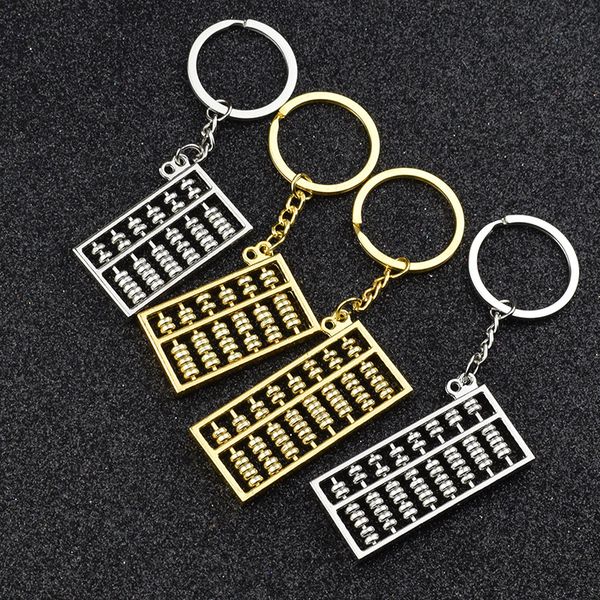 

1 pc mini alloy 6/8 row abacus keychain key ring creative gift for boy girl friend square key chain, Silver