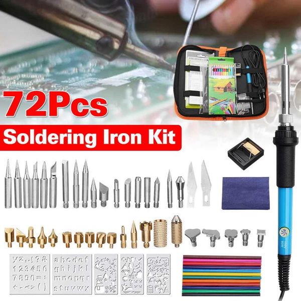 

72pcs wood burning pen set tips stencil soldering tools pyrography crafts kit soldering adjustable temperatures iron kit