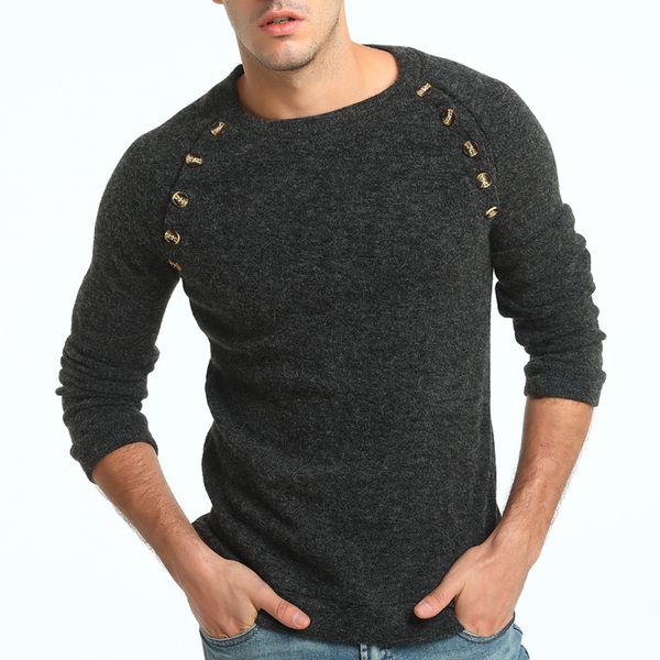 

sweater pullover men 2018 male brand casual slim sweaters men button splicing solid color hedging turtleneck men's sweater, White;black