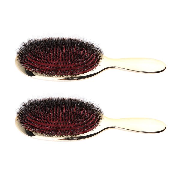 

2pcs men boar hair nylon bristle beard mustache hand handle detangler combs, Silver