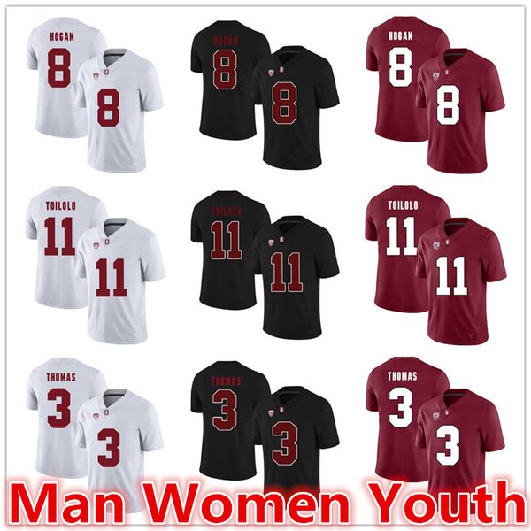 

customize ncaa stanford &nbspcardinals football jerseys kevin hogan 8 levine toilolo 11 michael thomas 3 jersey any name number size s-5xl, Black