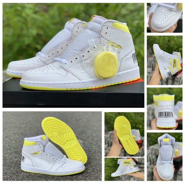 

new 1s first class flight basketball shoes 1s bar code lemon yellow 2019 new designer mens outdoor sports sneakers ing