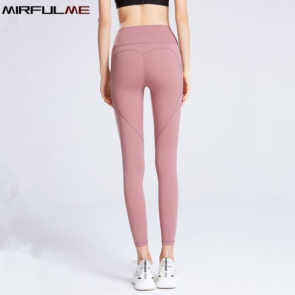 

sport leggings women high waist yoga pants quick dry pocket leggins peach hip elastic running trousers female gym fitness tights, White;red