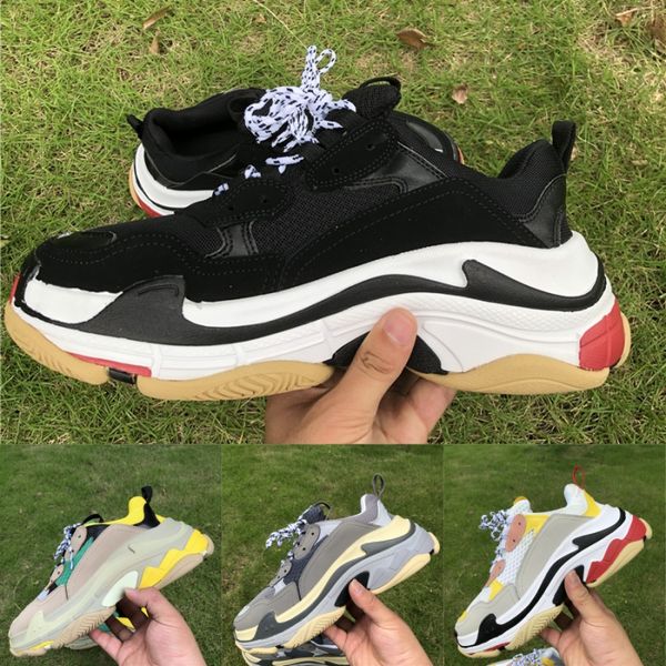 

paris multi luxury triple s dad casual shoes platform sneakers men women gym red blue vintage old grandpa trainer outdoor, Black