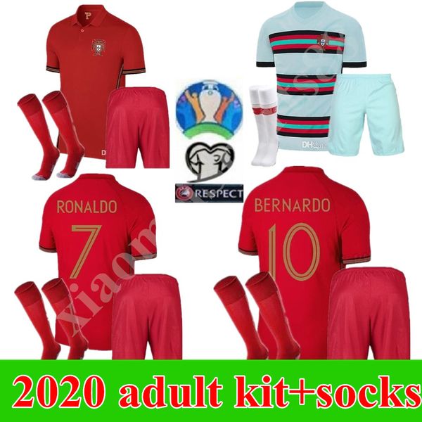 

portugal 2020 men kit ronaldo soccer jerseys joao felix bernardo football shirt joao cancelo andre silva jersey kit sets uniform, Black