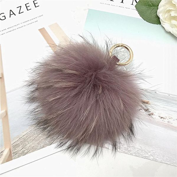 

fashion-15cm fluffy fox fur ball pom poms natural fur pompom leather strap keychain key chain ring pendant for women charm f278, Slivery;golden
