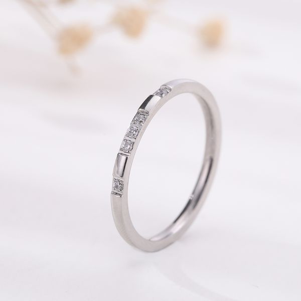 

lemegeton simple crystal rings stainless steel rings for women female dainty thin party wedding anniversary jewelry, Golden;silver