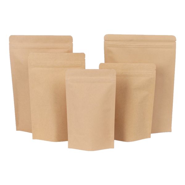 

500pcs zipper brown kraft aluminizing pouch,stand up kraft paper aluminium foil bag resealable zip lock grip seal food grade dhl