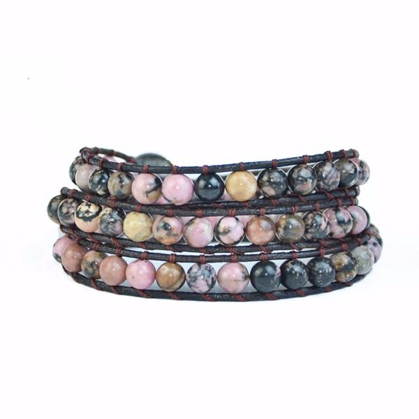 

ygline leather wrap natural stone bracelets beaded bracelet fashion women bracelet bohemian drop shipping, Golden;silver