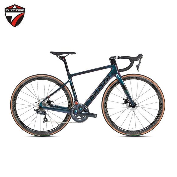 

twitter 700c carbon road bike disc brake thru-axle carbon wheels ut r8000 22 speed inner cable race bicycle gravel bikes