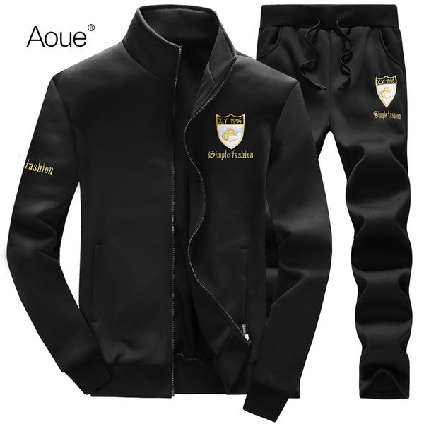 

aoue 2017 men winter hoodies sporting suit mens tracksuits brand sportsuit 2pcs sweatshirt black sportswear hooded hoody
