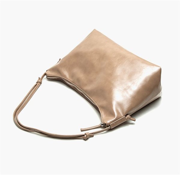 

design handbag women style versatile oil wax leather tote bag with knot and shoulder strap sweet lady shoulder bags fashion 6