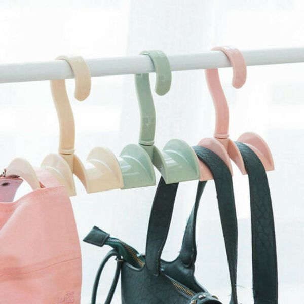 

360-degree rotation closet organizer rod hanger handbag storage purse hanging rack holder hook bag clothing hanger newjjps