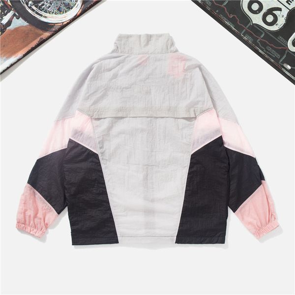 

mens women designer hooded jackets windbreaker sweatshirt zipper brand patchwork flimsy pleated running coat sun-proof ljj98309, Black;brown