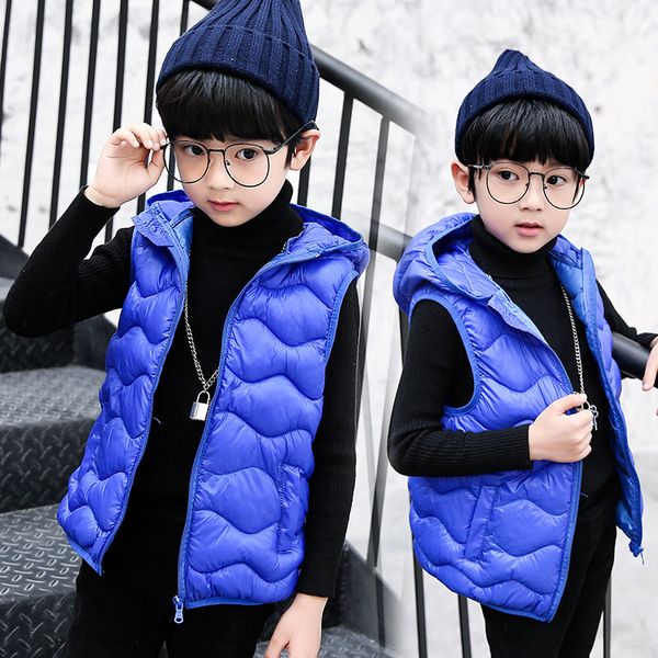 

2018 children fall and winter new cotton feather waistcoat baby men's and women's children's clothes warm light hooded vest