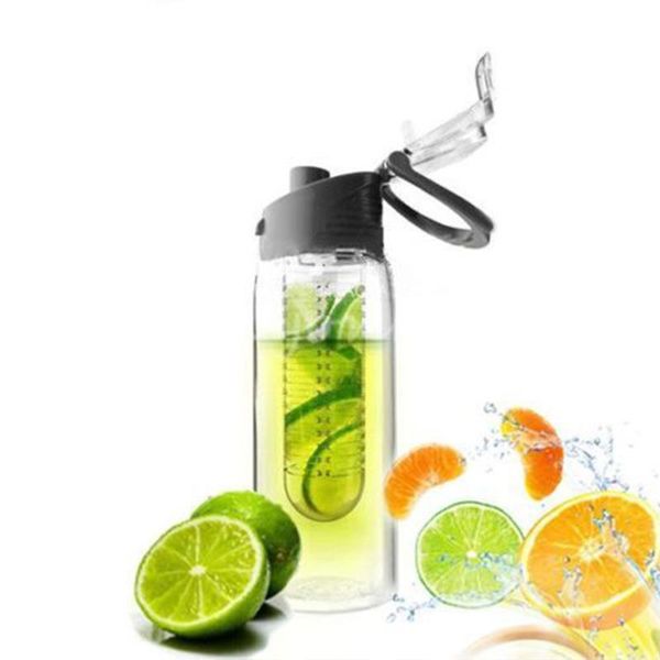 

800ml fruit infusing infuser water bottle sports health flip lid drink juice cup