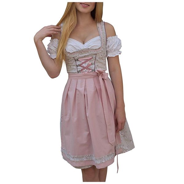 

beer festival women floral print dress with apron and blouse cosplay clothes cocktail beach evening dress, Blue;gray