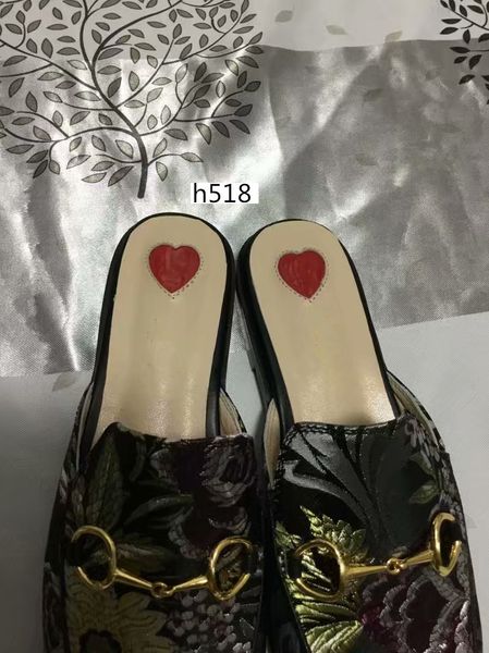 

original box luxury men and women shoes princetown designer classic slippery metal buckle beach slippers soft lazy lovers shoes size 40, Black