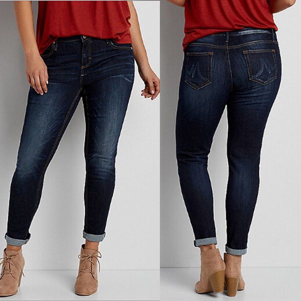

2018 новая мода женские джинсы плюс размер джинсовые узкие джинсы с высокой талией тонкий чистый цвет длинные стрейч джинсы для женщин, Blue