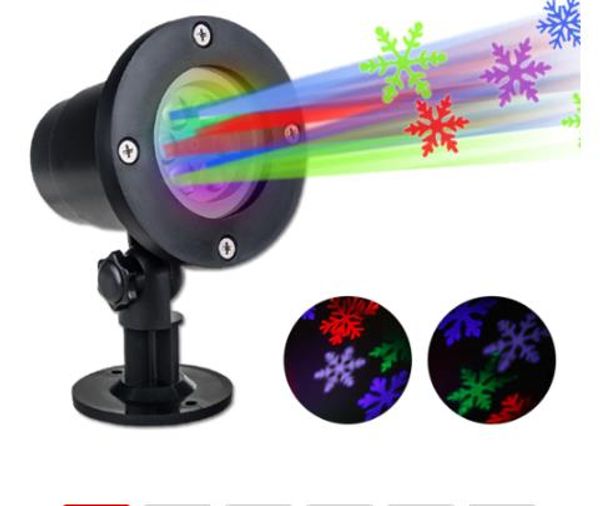 

led christmas lights laser projector rgbw activated moving dynamic snowflake film light outdoor new year decoration lawn lamps