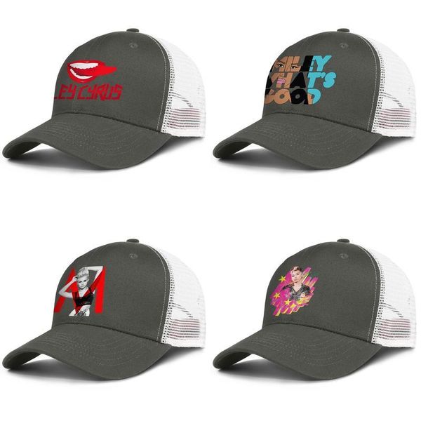

miley cyrus classic logo for men and women adjustable trucker meshcap fitted sports cute trendy baseballhats music poster painting good, Blue;gray