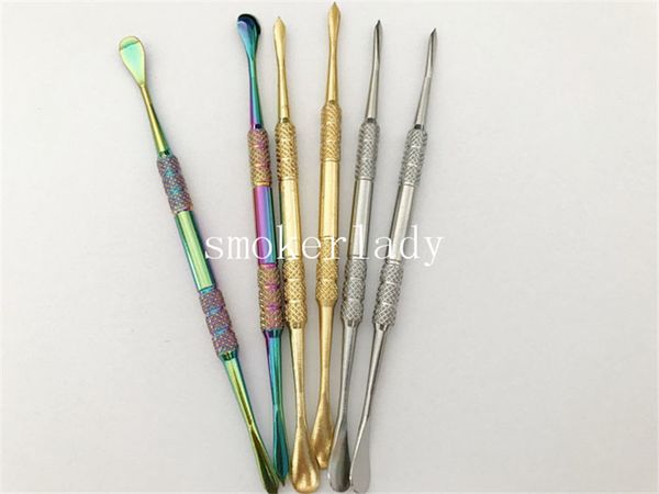 

DHL 121 мм Радуга Золото Нержавеющая Сталь Воск Dabber Титановый инструмент для ногтей Силиконовый кувшин для сухой травы испаритель Керамическая пушка сковороды стекло Распылитель