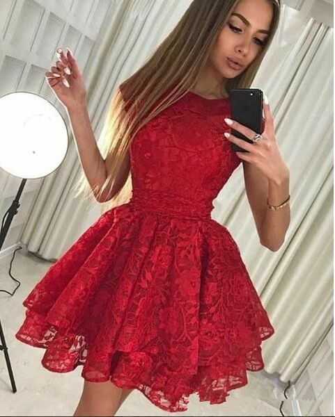 

красное кружево короткие африканские пром платья 2019 jewel шеи оборками юбка мини коктейль платья возвращения на родину сладкий 15 платья, Black