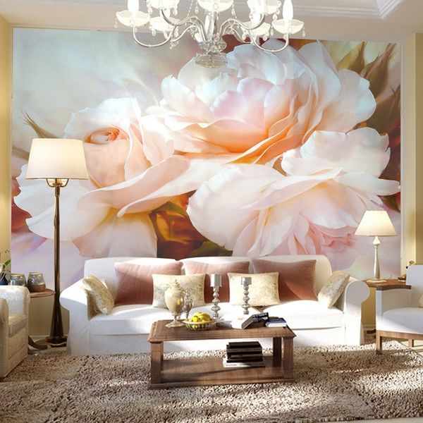 3D Настенная картина Классическая Розовые розы Большой Mural заказ комната 3D Landscape Обои Гостиная Диван Backdrop Картина обоях