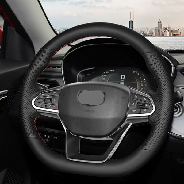 

cowhide layer leather handmade sewing steering wheel covers for geely fy11 xing yue sx11 bin rui bin yue