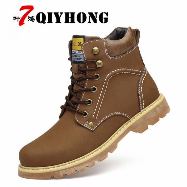 

autumn and winter new high-end men's boots leather large size men's boots to keep warm in winter. zapatos de hombre, Black