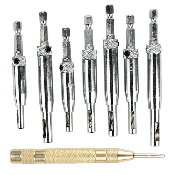 

center drill bit, doors self centering hinge taher woodworking tools + automatic spring loaded center punch, determine drilling
