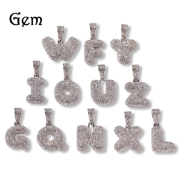 

cuban link chains cuban link chains hip-hop stainless steel diamond letter pendant vacuum electroplating retaining bubble letter pendant, Silver
