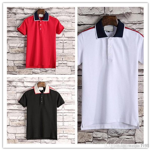 

spring summer 2018 polo shirt fashion designer short sleeved polo t shirts men tee design printing poloshirt clothes polos, White;black