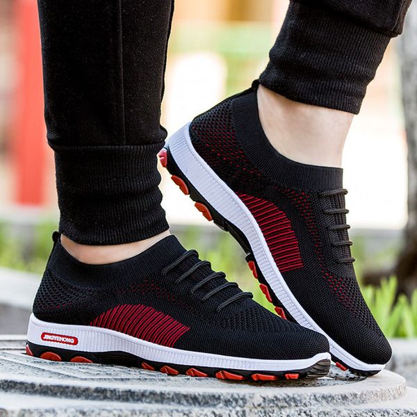 

fashion outdoor mens color sneakers brand bandage breathable shoes mesh soft letters tennis mens shoes, Black