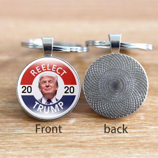 

style donald trump president 2020 keychain souvenir trump usa flag keep america great printed glass car key ring keyfobs ahb981