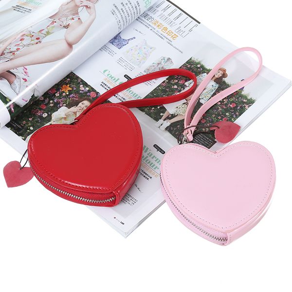 

pink red heart wrist strap women small handbag purse for girls mini party bag fashion female day clutch cute coin purse